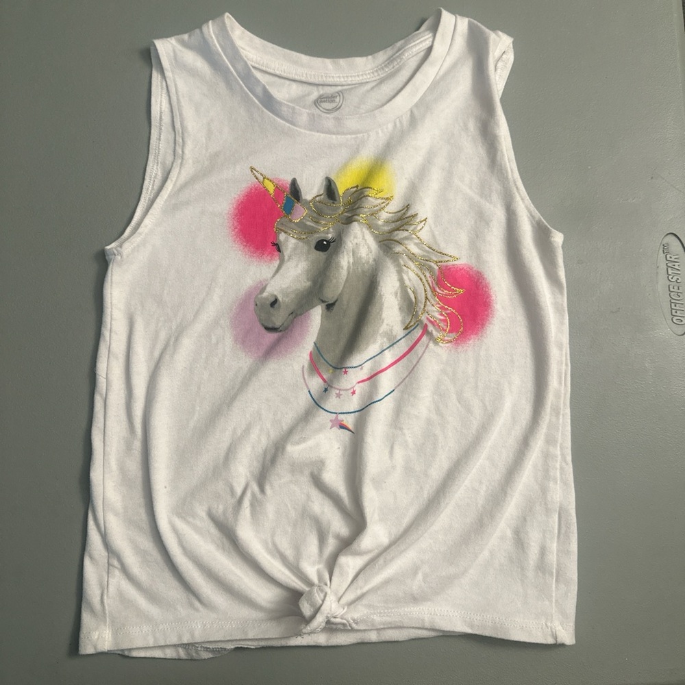 Wonder Nation White Tank Top with Unicorn Design